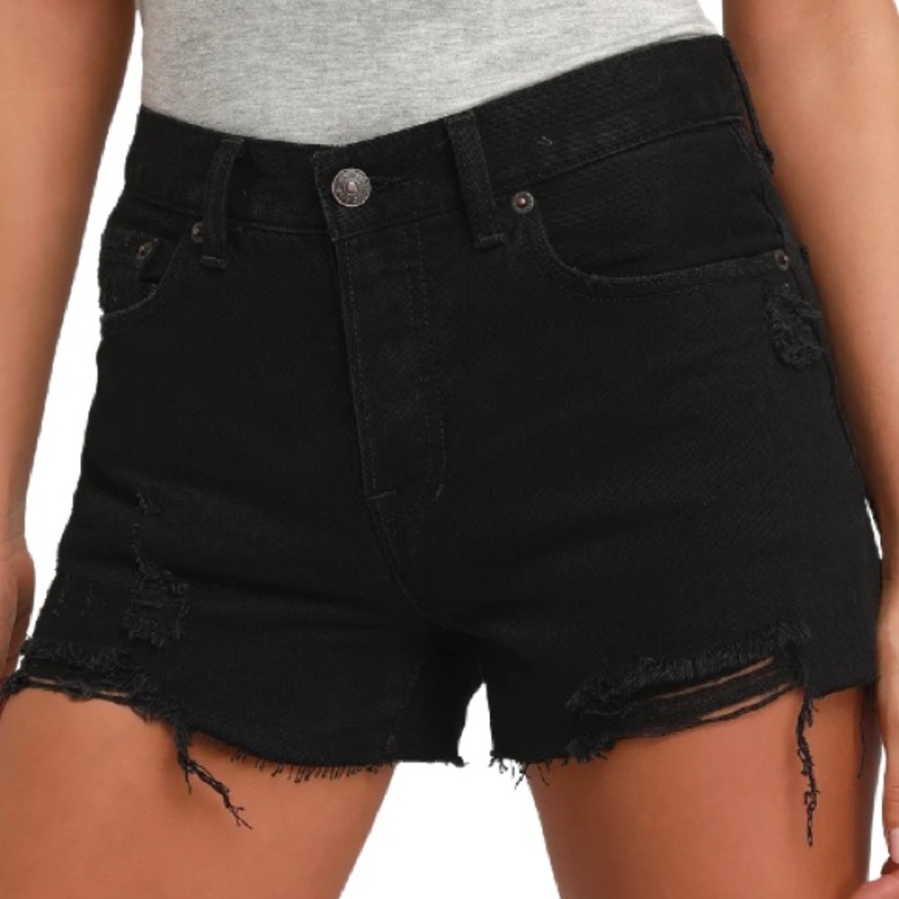 NWT free people distressed black denim shorts